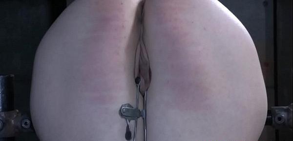  Collared slave pussyclamped while restrained